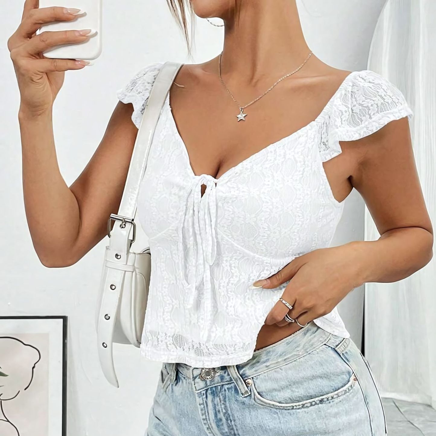 Lourvain Lace V-Neck Top