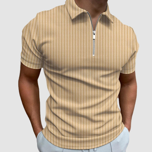 Lourvain Zipper Stripe Polo