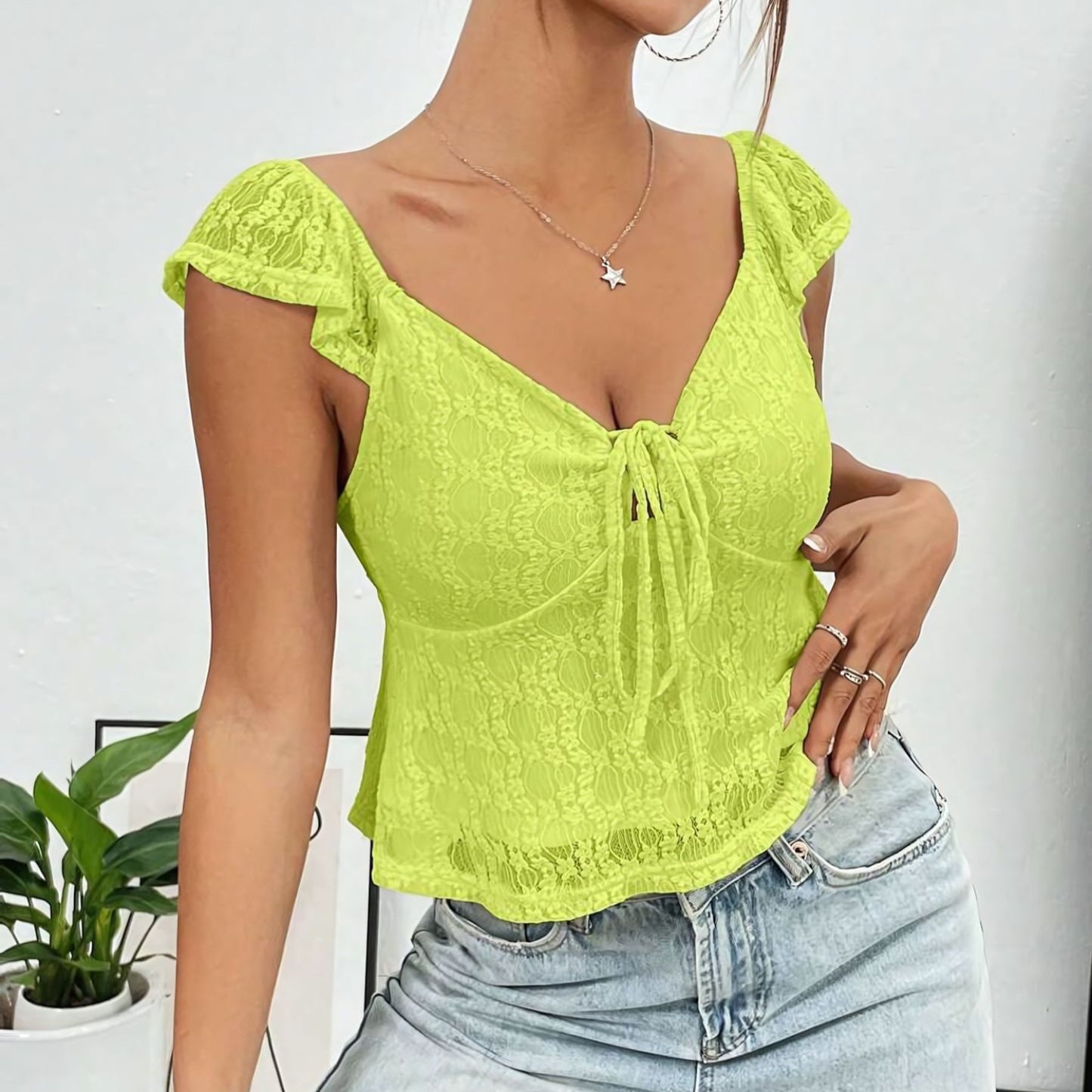 Lourvain Lace V-Neck Top