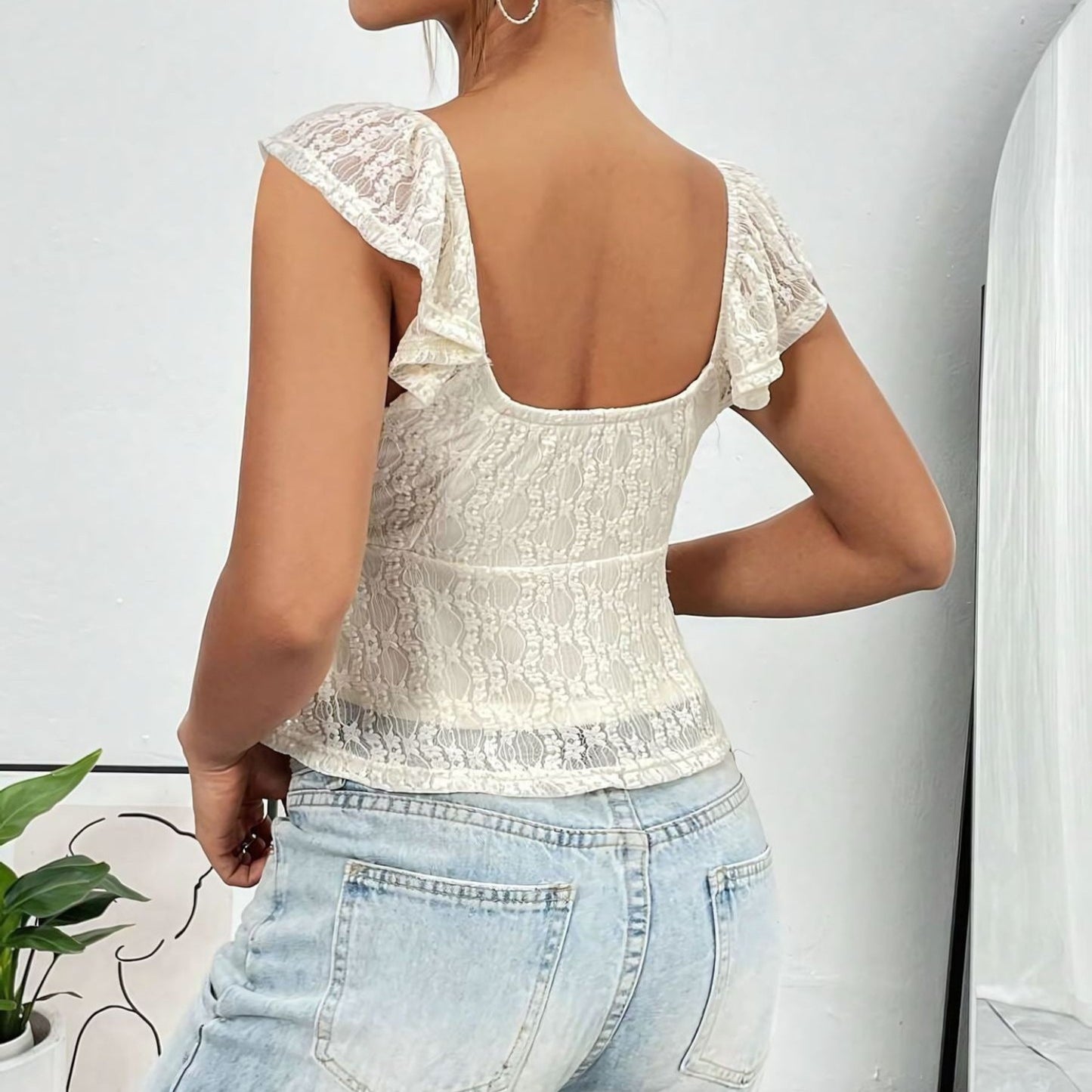 Lourvain Lace V-Neck Top